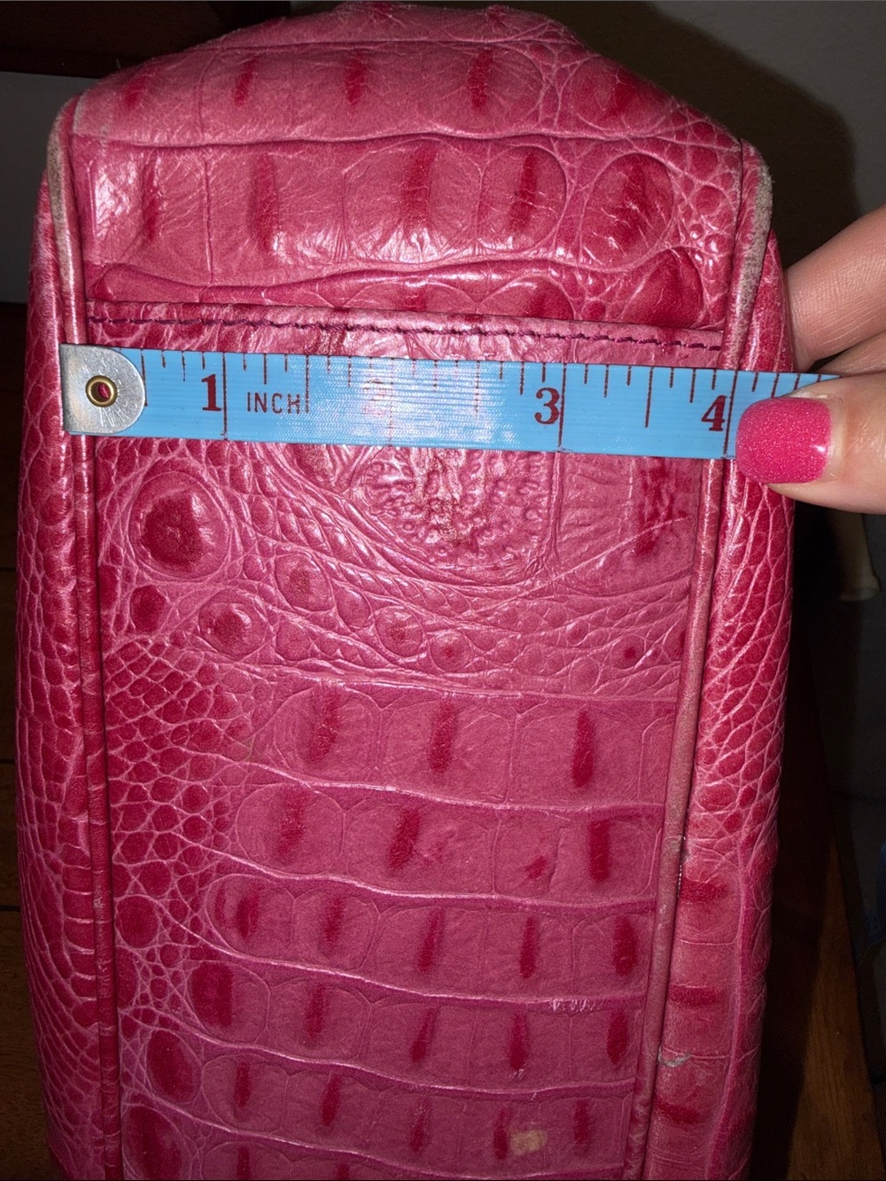 Furla Pink Crocodile-embossed leather Tote Bag rare - Picture 15 of 15